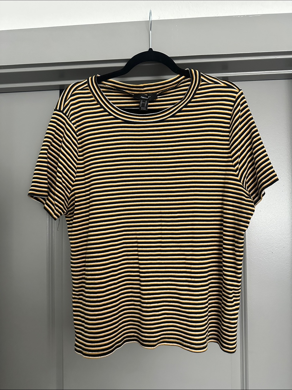 Forever 21+ | Black, Mustard & White Striped Tee